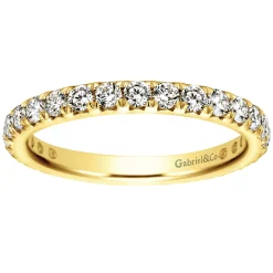 Clearance Gabriel & Co. Brasilia - 14K Yellow Gold Micro Pave Set Diamond Eternity Band - 1 ct