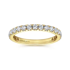 Clearance Gabriel & Co. Brasilia - 14K Yellow Gold Micro Pave Set Diamond Eternity Band - 1 ct