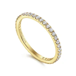 Hot Gabriel & Co. Brasilia - 14K Yellow Gold Micro Pave Set Diamond Eternity Band - 0.5 ct