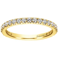 Clearance Gabriel & Co. Brasilia - 14K Yellow Gold Micro Pave Set Diamond Eternity Band - 0.7 ct