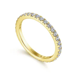 Clearance Gabriel & Co. Brasilia - 14K Yellow Gold Micro Pave Set Diamond Eternity Band - 0.7 ct