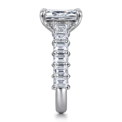 Clearance Gabriel & Co. Brava - 14K White Gold Emerald Cut Diamond Engagement Ring