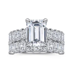 Clearance Gabriel & Co. Brava - 14K White Gold Emerald Cut Diamond Engagement Ring