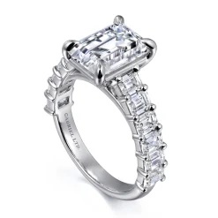 Clearance Gabriel & Co. Brava - 14K White Gold Emerald Cut Diamond Engagement Ring