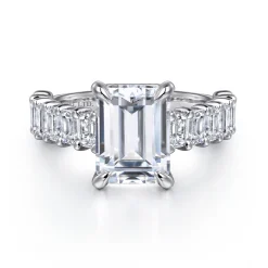 Clearance Gabriel & Co. Brava - 14K White Gold Emerald Cut Diamond Engagement Ring
