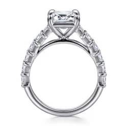 Clearance Gabriel & Co. Brava - 14K White Gold Emerald Cut Diamond Engagement Ring
