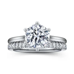 Best Gabriel & Co. Brave - 14K White Gold 6 Prong Round Solitaire Diamond Engagement Ring