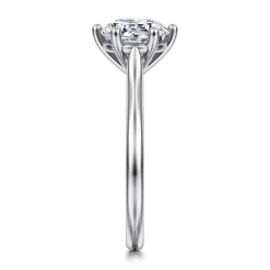 Best Gabriel & Co. Brave - 14K White Gold 6 Prong Round Solitaire Diamond Engagement Ring