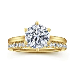 Hot Gabriel & Co. Brave - 14K Yellow Gold 6 Prong Round Solitaire Diamond Engagement Ring