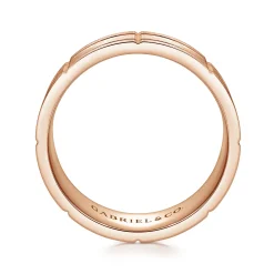 Clearance Gabriel & Co. Brian - 14K Rose Gold 8mm - Checkered Pattern Men's Wedding Band in Satin Finish
