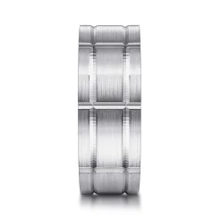 Discount Gabriel & Co. Brian - 14K White Gold 8mm - Checkered Pattern Men's Wedding Band in Satin Finish