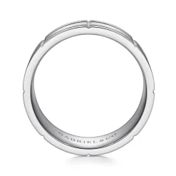 Discount Gabriel & Co. Brian - 14K White Gold 8mm - Checkered Pattern Men's Wedding Band in Satin Finish