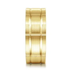 Hot Gabriel & Co. Brian - 14K Yellow Gold 8mm - Checkered Pattern Men's Wedding Band in Satin Finish