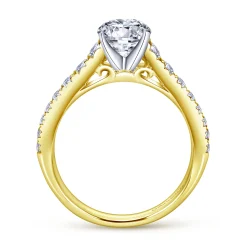 Best Gabriel & Co. Bridget - 14K White-Yellow Gold Round Diamond Engagement Ring