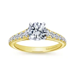 Best Gabriel & Co. Bridget - 14K White-Yellow Gold Round Diamond Engagement Ring