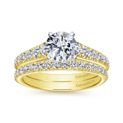 Best Gabriel & Co. Bridget - 14K White-Yellow Gold Round Diamond Engagement Ring