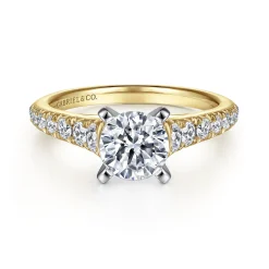 Best Gabriel & Co. Bridget - 14K White-Yellow Gold Round Diamond Engagement Ring