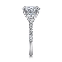 Hot Gabriel & Co. Briellah - 14K White Gold Oval Three Stone Diamond Engagement Ring