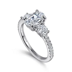 Hot Gabriel & Co. Briellah - 14K White Gold Oval Three Stone Diamond Engagement Ring