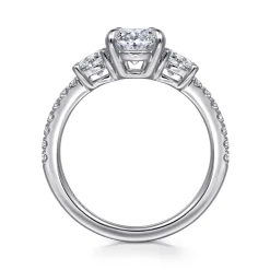 Hot Gabriel & Co. Briellah - 14K White Gold Oval Three Stone Diamond Engagement Ring