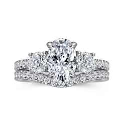 Hot Gabriel & Co. Briellah - 14K White Gold Oval Three Stone Diamond Engagement Ring