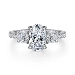 Hot Gabriel & Co. Briellah - 14K White Gold Oval Three Stone Diamond Engagement Ring