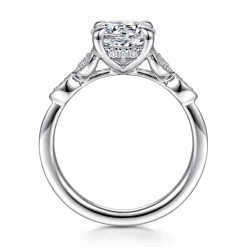 Outlet Gabriel & Co. Brigida - Vintage Inspired 14K White Gold Round Diamond Engagement Ring