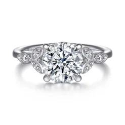 Outlet Gabriel & Co. Brigida - Vintage Inspired 14K White Gold Round Diamond Engagement Ring