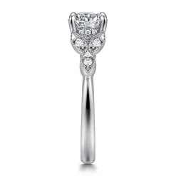 Gabriel & Co. Brigida - Vintage Inspired 14K White Gold Round Diamond Engagement Ring
