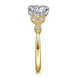 Sale Gabriel & Co. Brigida - Vintage Inspired 14K White-Yellow Gold Round Diamond Engagement Ring