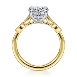 Sale Gabriel & Co. Brigida - Vintage Inspired 14K White-Yellow Gold Round Diamond Engagement Ring