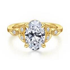Outlet Gabriel & Co. Brigida - Vintage Inspired 14K Yellow Gold Oval Diamond Engagement Ring