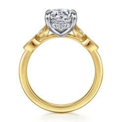 Gabriel & Co. Brigida - Vintage Inspired 14K Yellow Gold Oval Diamond Engagement Ring