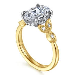 Gabriel & Co. Brigida - Vintage Inspired 14K Yellow Gold Oval Diamond Engagement Ring