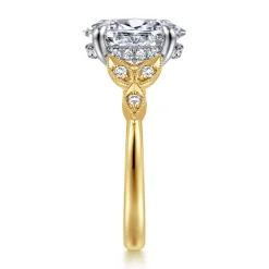Gabriel & Co. Brigida - Vintage Inspired 14K Yellow Gold Oval Diamond Engagement Ring