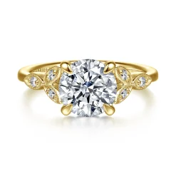 Outlet Gabriel & Co. Brigida - Vintage Inspired 14K Yellow Gold Round Diamond Engagement Ring