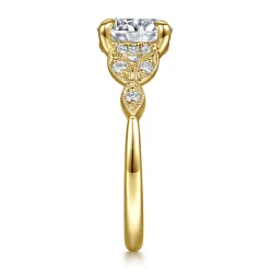 Outlet Gabriel & Co. Brigida - Vintage Inspired 14K Yellow Gold Round Diamond Engagement Ring