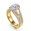 Sale Gabriel & Co. Brinne - 14K Yellow Gold Three Row Oval Diamond Engagement Ring