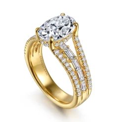 Sale Gabriel & Co. Brinne - 14K Yellow Gold Three Row Oval Diamond Engagement Ring