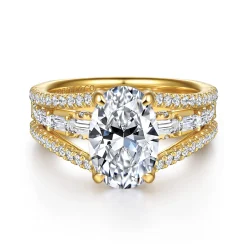 Sale Gabriel & Co. Brinne - 14K Yellow Gold Three Row Oval Diamond Engagement Ring