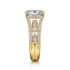 Sale Gabriel & Co. Brinne - 14K Yellow Gold Three Row Oval Diamond Engagement Ring