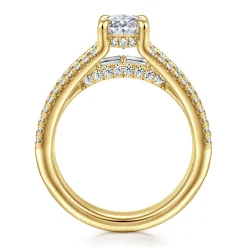 Gabriel & Co. Brinne - 14K Yellow Gold Three Row Oval Diamond Engagement Ring