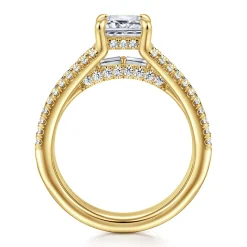 Best Gabriel & Co. Brinne - 14K Yellow Gold Three Row Emerald Cut Diamond Engagement Ring