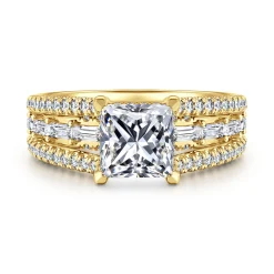 Online Gabriel & Co. Brinne - 14K Yellow Gold Three Row Princess Cut Diamond Engagement Ring
