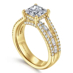 Online Gabriel & Co. Brinne - 14K Yellow Gold Three Row Princess Cut Diamond Engagement Ring
