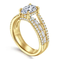 Online Gabriel & Co. Brinne - 14K Yellow Gold Three Row Pear Shape Diamond Engagement Ring