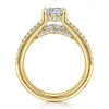 Clearance Gabriel & Co. Brinne - 14K Yellow Gold Three Row Cushion Cut Diamond Engagement Ring