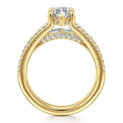 New Gabriel & Co. Brinne - 14K Yellow Gold Three Row Marquise Shape Diamond Engagement Ring