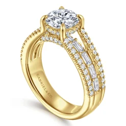 Outlet Gabriel & Co. Brinne - 14K Yellow Gold Three Row Round Diamond Engagement Ring