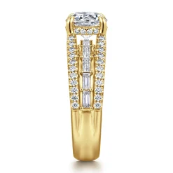 Outlet Gabriel & Co. Brinne - 14K Yellow Gold Three Row Round Diamond Engagement Ring